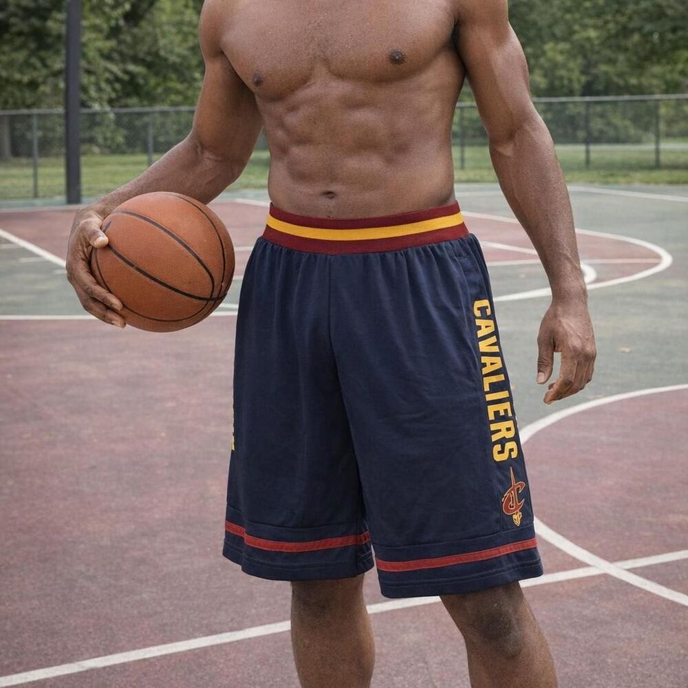 NBA Clevleland Cavaliers Navy Shorts Large Basketball Streetwear Gym Athleisure
